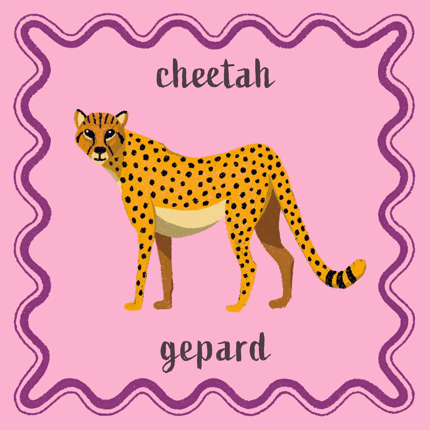 Learn English & Polish with Cheetah Animal Poster